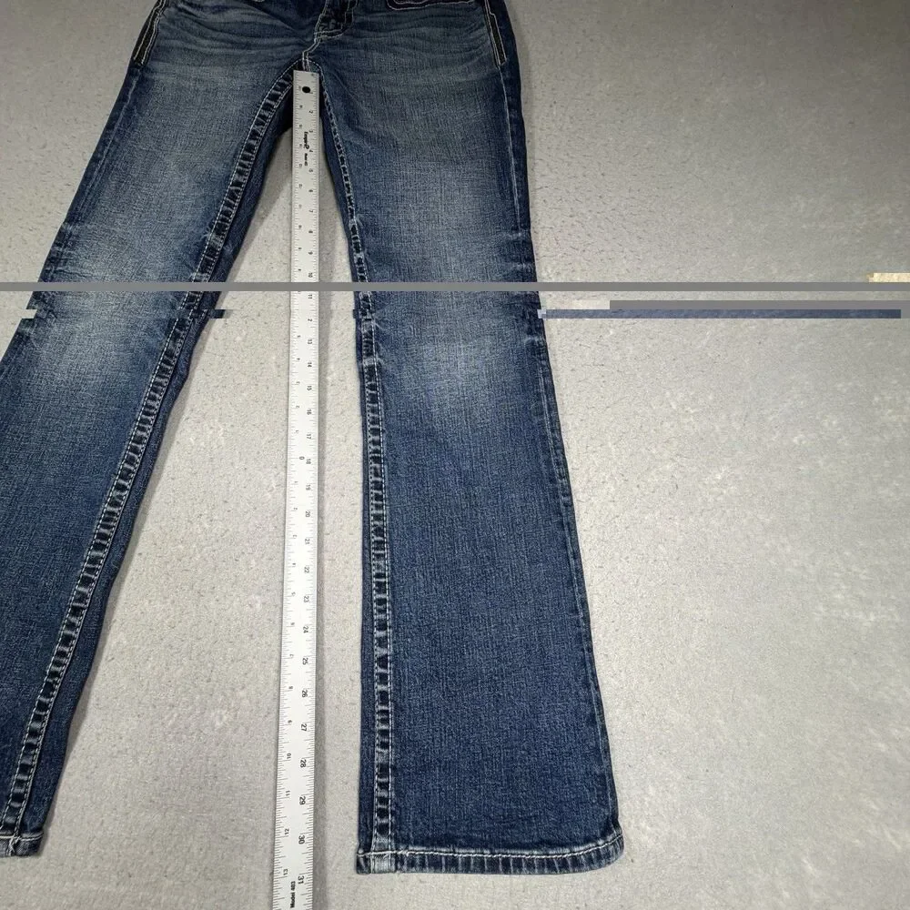 Buckle BKE Aiden Straight Jeans Mens Size 31 Blue Stretch Denim Thick Stitch